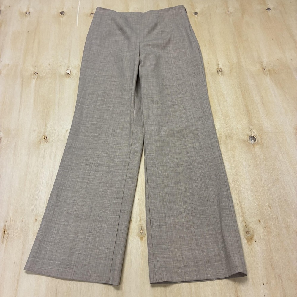 Friponne Paris Dress Pants Womens M 28W Beige Plaid Wide Leg Vulcan Zip Office